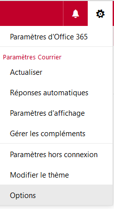 Options du calendrier Office