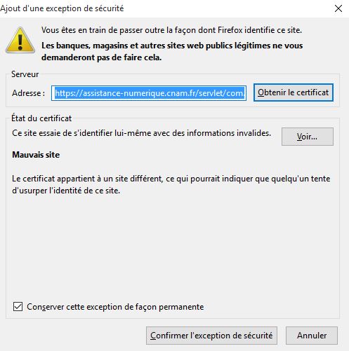 Firefox ajouter une exception