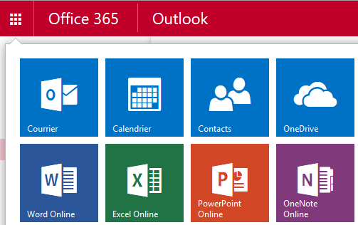 Menu Office 365