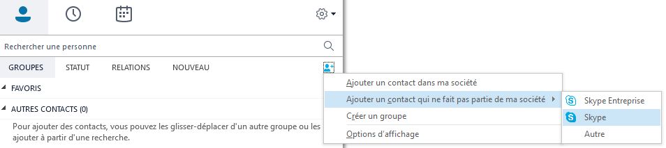 Ajout d'un contact Skype hors entreprise